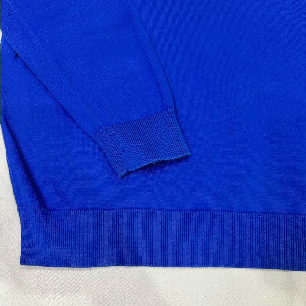 Lacoste Classic V-Neck Cotton Sweater | Size 6 (FR 44) | Iconic Blue 🐊